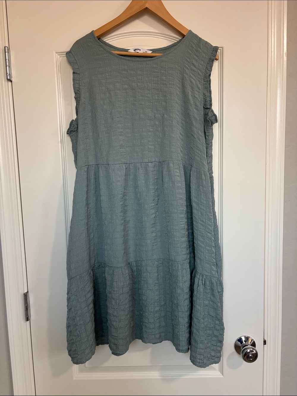 Sonoma Sleeveless Tiered Cotton Dress in Sage